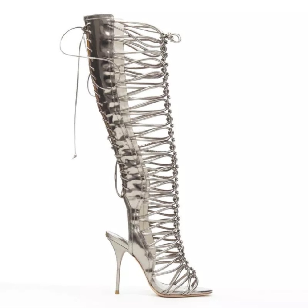 Sophia Webster Silver Lace-Up Women's Heels